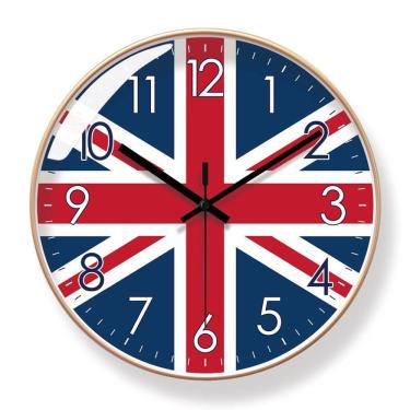 Imagem de Relógio de parede Union Jack Espelho de plástico com design redondo de 30 cm