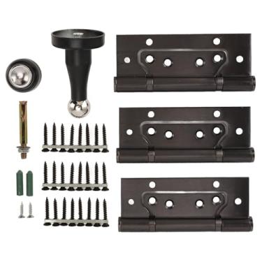 Imagem de FTVOGUE Kit de Dobradiça de Porta de 5 Polegadas Com Parada Magnética de Aço Manganês para Ferragens de Portas de Quarto de Casa Interior (Preta)