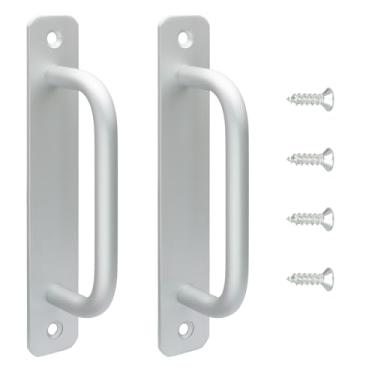 Imagem de Auvotuis Maçaneta de porta de celeiro central de furo de 128 mm/5 polegadas, puxador de portão de liga de alumínio, puxadores de porta de armário com placa para cozinha, armário, banheiro, armário