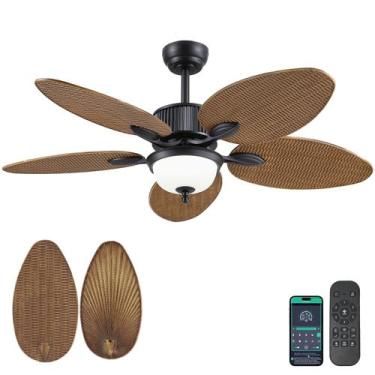Imagem de Ventilador de teto Wiviniya Tropical de 50 polegadas com controle remo