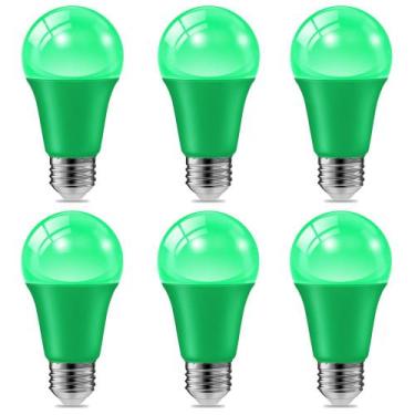 Imagem de Lâmpada Haraqi 9W 120V E26 Base Green LED, pacote com 6