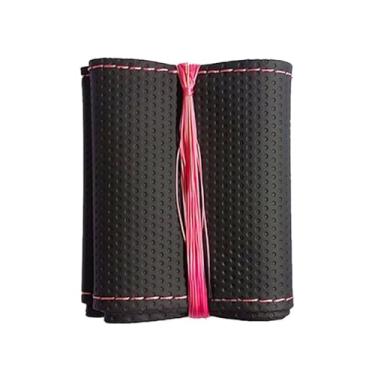 Imagem de Capa Volante Carro Couro Universal Costurada acessórios para carro Premium com Furinhos(Linha Rosa)
