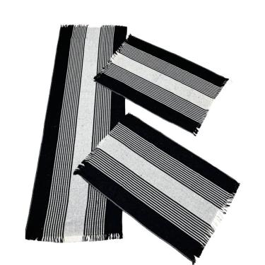 Imagem de Kit 3 Tapete Passadeira De Cozinha Com 3 Peças Listrado Liso Vários Cores 100% Algodão Preto