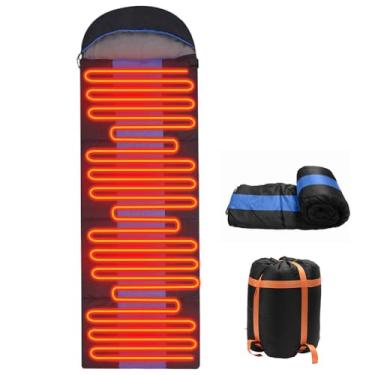 Imagem de Sacos de dormir para adultos, mochilão, manter aquecido a -30 graus Celsius, saco de dormir à prova d'água, saco de dormir de acampamento com 3 temperaturas ajustáveis, almofadas de aquecimento