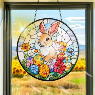 Imagem de Acrílico colorido, apanhador de sol, decoração de janela pendurada de coelho, arte de parede de arco-íris, para sala de estar, quarto, varanda, interior e exterior, jardim, enfeites de Natal 19 x 19