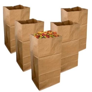 Imagem de Sacos de gramado e folhas, 30 galões, sacos de lixo de papel kraft (pacote com 5)