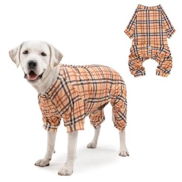 Imagem de SCENEREAL Pijamas para cães pequenos, médios e grandes, meninas, meninos, roupas xadrez clássicas para animais de estimação, casaco de inverno para filhotes, macacão macio para cachorros, pijamas para