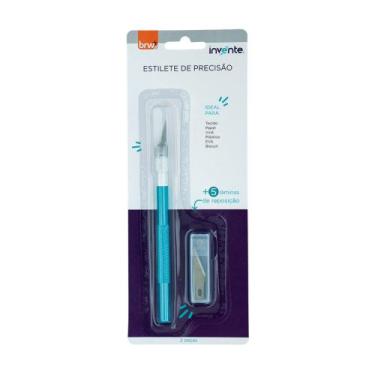 Imagem de Estilete precisão+05 laminas brw es0100, AZUL CLARO
