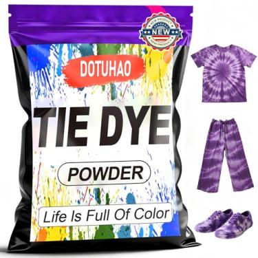 Imagem de DOTUHAO Tie Dye em pó, tintura de tecido roxo, 450 g para roupas, corantes criativos para roupas, perfeitos para artes e artesanato, arte em tecido DIY (roxo, 500 g)