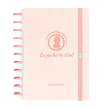 Imagem de Caderno De Disco Iscool Inteligente Personalizado 140 Folhas Profissões Couro Rosa Engenharia Civil Grande G+