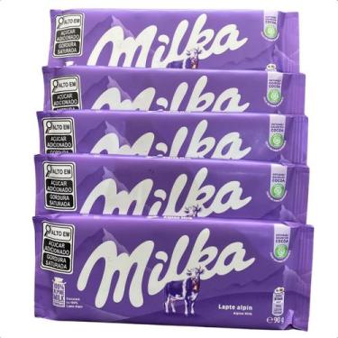 Imagem de Kit com 5 barras chocolate importado milka ao leite