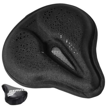 Imagem de RERUIA Capa de assento de bicicleta – Almofada de assento de bicicleta ampla e confortável e respirável – Capa de substituição grande acolchoada com espuma viscoelástica macia para exercícios para