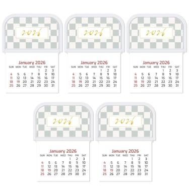 Imagem de Resurhang 5 peças 2026 mini calendário adesivo mensal para carro, parede, cartões de visita, carro, caminhão, laptop, geladeira, escritório em casa (xadrez)