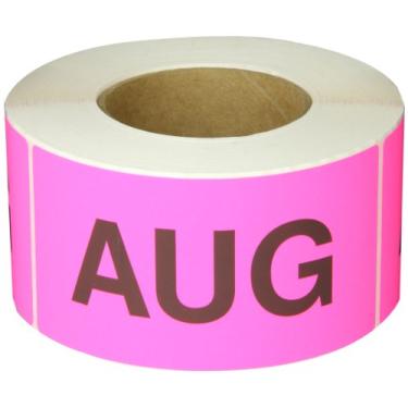 Imagem de Tape Logic Etiqueta retangular de inventário de meses do ano pré-impressa, legend"AUG", rosa fluorescente (DL6842)