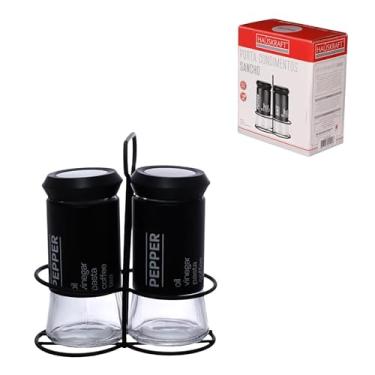 Imagem de Haüskraft- Porta-Condimento 2 potes de vidro com Suporte vertical preto Sancho