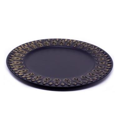 Imagem de Sousplat para Prato de Mesa Decorativo Preto Com Flores Em Dourado 33 
