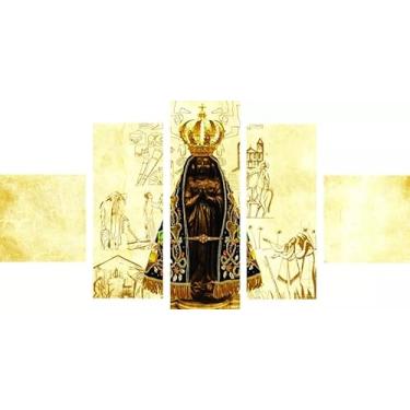 Imagem de Kit quadro decorativo 5 peças 95x60cm Nossa Senhora Aparecida
