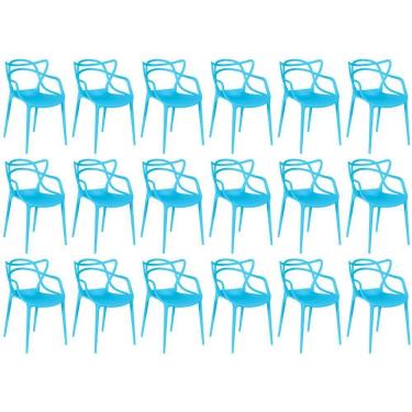 Imagem de Kit 18 Cadeiras De Jantar Allegra Design Empilhável - Azul