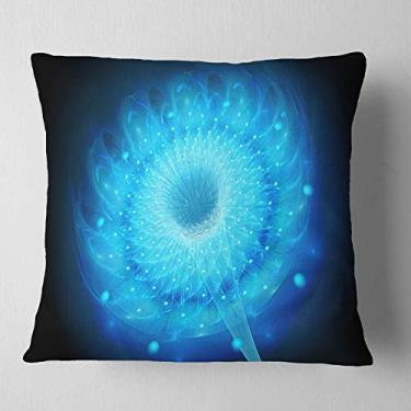 Imagem de Design de flor fractal azul brilhante na sala de estar preta, sofá, almofada de alta qualidade + capa de almofada impressa em ambos os lados 66 cm x 66 cm