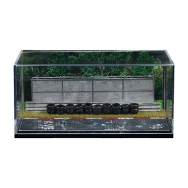 Imagem de menolana Vitrine para exibição de carros em escala 1/64, modelo de pista de corrida, organizador de armazenamento de carros fundidos em miniatura, cenário de