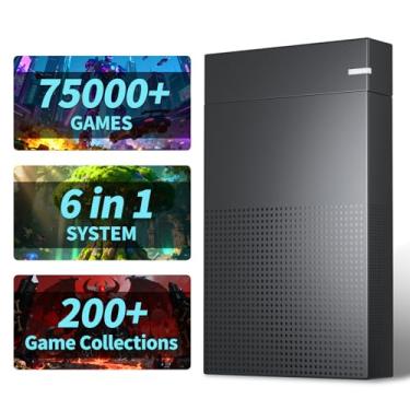 Imagem de Kinhank Disco rígido retrô de 4 TB com sistema de jogos 6 em 1 com mais de 75.000 jogos, consoles de jogos retrô compatíveis com mais de 200 emuladores, disco rígido portátil compatível com Win 7/8/10