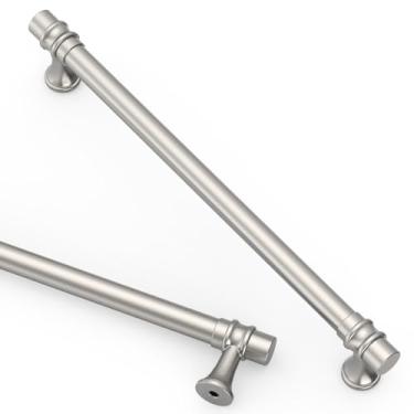 Imagem de Asidrama Pacote com 10 puxadores de armário de níquel escovado de 192 mm puxadores de armário de cozinha de níquel acetinado ferragens de gaveta para armário