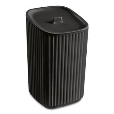 Imagem de Porta Algodão Cotonete Quadrado Banheiro Quarto c Tampa (´Preto)