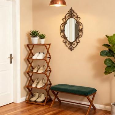 Imagem de zienstar Sapateira vertical de bambu com 5 andares, dobrável, sem instalação, organizador de sapatos para armário, quarto, entrada