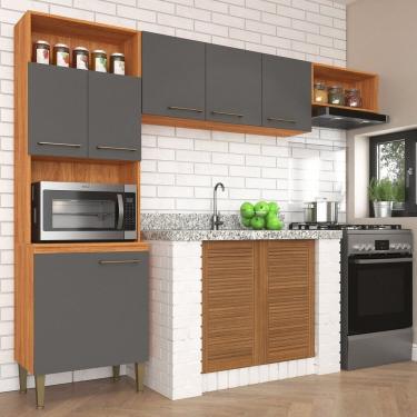 Imagem de Cozinha Compacta 6 Portas 198cm X 240cm Malu Cinamomo-grafite