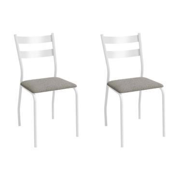Imagem de Cadeira Sala De Jantar Bali 2c141br Aço Kit 2 Un Branco-boucle Cinza - Kappesberg