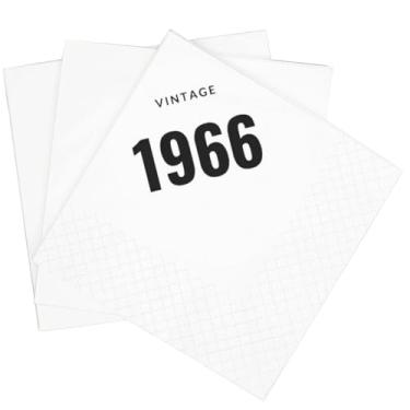Imagem de SharkBliss Guardanapos de coquetel vintage 1966 de 60 anos, pacote com 100 guardanapos de coquetel descartáveis de papel vintage 1966 para sua festa de aniversário de 60 anos, 2 camadas, 12,7 x 12,7