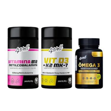 Imagem de 4well, Kit Vitaminas Essenciais Ômega 3 + Vitamina D3 + K2 + Vitamina B12