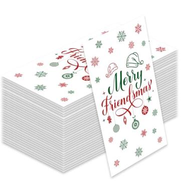 Imagem de 50 peças de guardanapos Friendsmas, papel de Feliz Natal Friendsmas toalha de mão descartável para decoração de festa de Natal Friendsmas suprimentos.