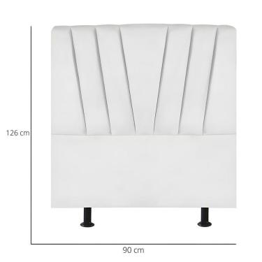 Imagem de Cabeceira Solteiro Cama Box Estofada 90 Cm Emma Suede Branco