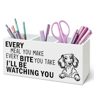 Imagem de TWRVI Dachshund Suporte de utensílios de cozinha para cães para bancada, presentes decorativos para amantes de cães, engraçado todas as refeições que você faz cada mordida que você toma, organizador