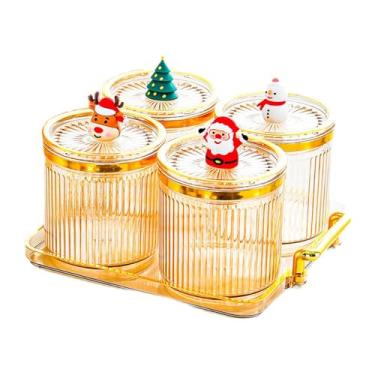 Imagem de Baoblaze Bandeja para frutas secas com tampa, prato para doces e aperitivos, peça central elegante para servir sobremesas, travessa para nozes para festas e, 4 Grades