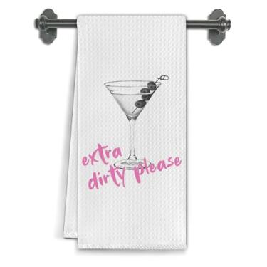 Imagem de Elefeltclave Toalhas de cozinha engraçadas de martini, presentes para amantes de martini, toalhas de chá para cozinha, bar, carrinho, decoração de pub, toalhas de mão decorativas para coquetéis sujos