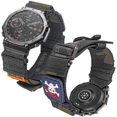 Imagem de DAVILANE Pulseira de relógio militar de nylon para Amazfit T-Rex 3, modular com adesivos intercambiáveis e pulseira de gancho G apenas para AMAZFIT TREX 3