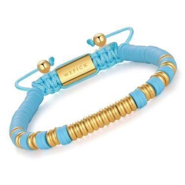 Imagem de WP WEPICK Pulseiras masculinas banhadas a ouro 18 quilates com contas de silicone olho de tigre fofas amizade boho, praia, surfista, Natal, aniversário, joias, presentes modernos, For Wrist 6.5-8 Inch