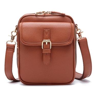 Imagem de Bolsa transversal, bolsa de couro transversal, bolsa antifurto vintage bolsa de ombro carteiro (marrom)