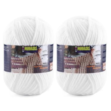 Imagem de 2 novelos de fio de chenille fofo para crochê - fio de cobertor de bebê para tricô - fio de veludo para crochê Amigurumi, fios ultramacios, peso total 400 g, comprimento total 480 m/524 jardas (2