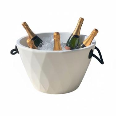 Imagem de Happy Party Champanheira de Polietileno Branca, 25 Litros com Alças, 30x50x5 cm, Capacidade para 8 Garrafas, Acabamento Fosco