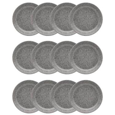 Imagem de Kit Jogo 12 Pratos Fundos Oxford 20,5 cm Flat Gray em Cerâmica Decorad