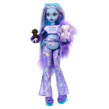 Imagem de Monster High Boneca, Abbey Bominable Yeti com tundra de mamute de estimação e acessórios, incluindo cachecol peludo e mochila de floco de neve