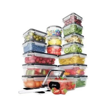 Imagem de Kit 16 Potes Herméticos Empilhável Tampa/Trava Transparente - Mixtou