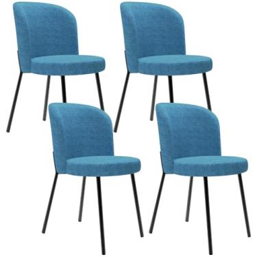 Imagem de Kit 4 Cadeiras Para Sala de Jantar Cozinha Estofada Gavi L02 Linho Azul - Lyam Decor