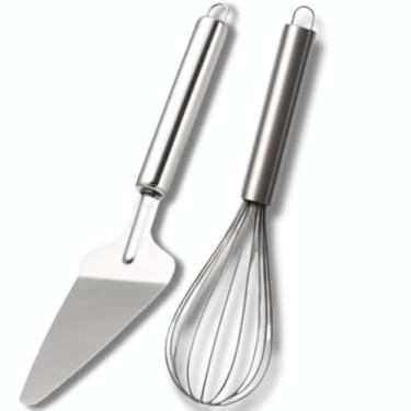Imagem de Cozinha Inox 3 Peças | Amassador de Batatas Inox, Fouet, Espátula de Bolo Utensílios Domésticos(2 UNIDADES (FOUET, BOLO))