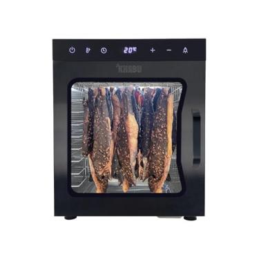 Imagem de Caixa de aço inoxidável Biltong Desidratador de alimentos e armário de secagem – Grandes 10 bandejas, 5 varões suspensos, com controle de temperatura de 20-90 °C – Perfeito para secar Biltong, Carne