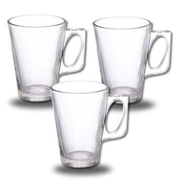 Imagem de Conjunto 3 Canecas de Vidro 210ml – Caneca Transparente para Café, Chá e Cappuccino – Design Transparente e Resistente