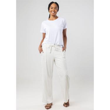 Imagem de Calça Pantalona Pau a Pique Listrada Off White